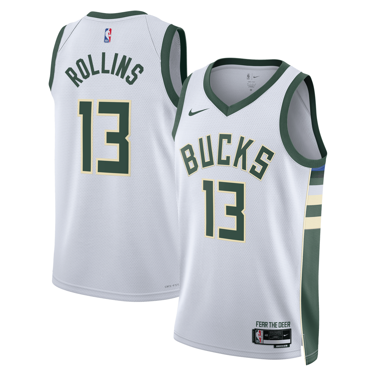 Ryan Rollins Milwaukee Bucks Association Edition Swingman Jersey - White - Unisex product image 2, provided for visual