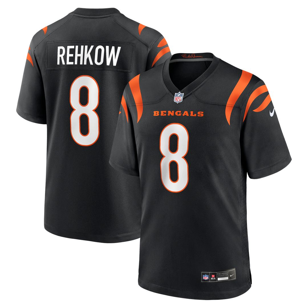 Cincinnati Bengals Ryan Rehkow Black Game Jersey product image 1, provided for visual reference and product detail review