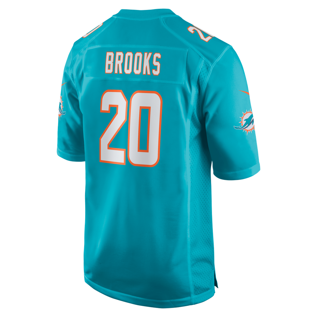 Miami Dolphins Jordyn Brooks Aqua Game Jersey product image 3, provided for visual reference and product detail review