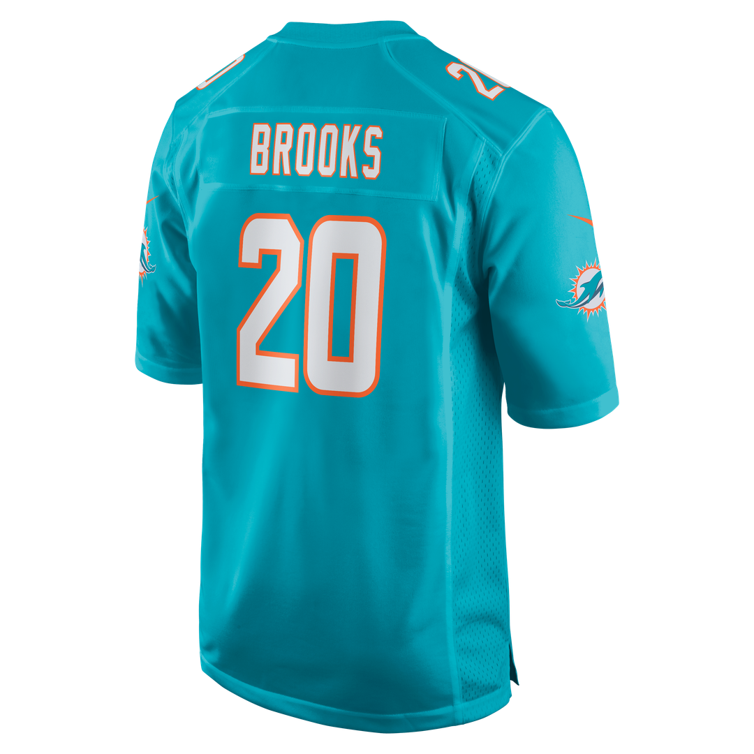 Miami Dolphins Jordyn Brooks Aqua Game Jersey product image 3, provided for visual reference and product detail review