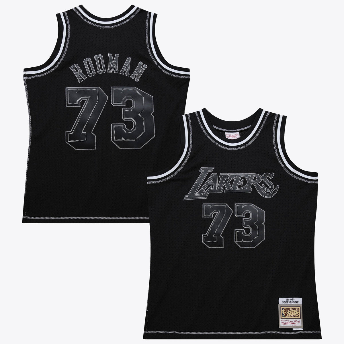 Dennis Rodman Los Angeles Lakers 1998 Contrast 2K Swingman Jersey - Black product image 2, provided for visual reference and