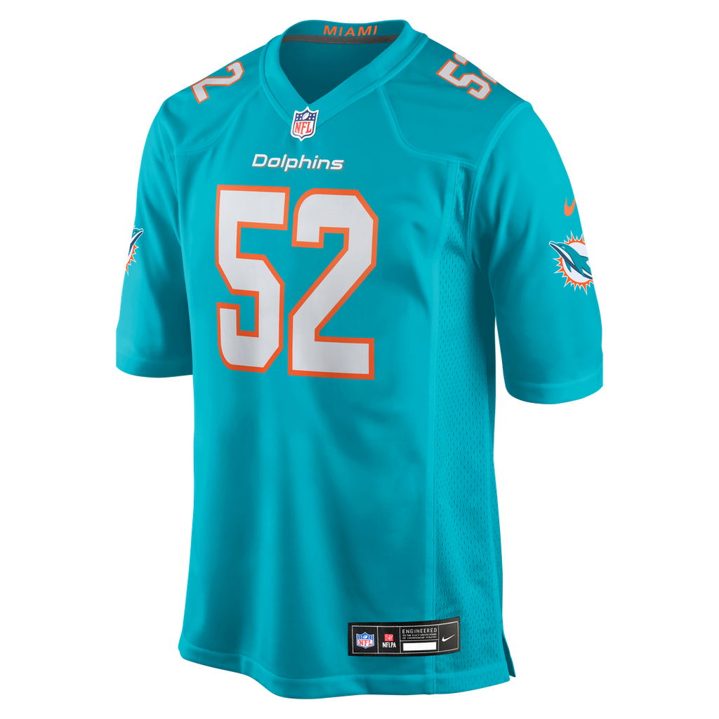 Miami Dolphins Patrick Paul Aqua Game Jersey product image 2, provided for visual reference and product detail review