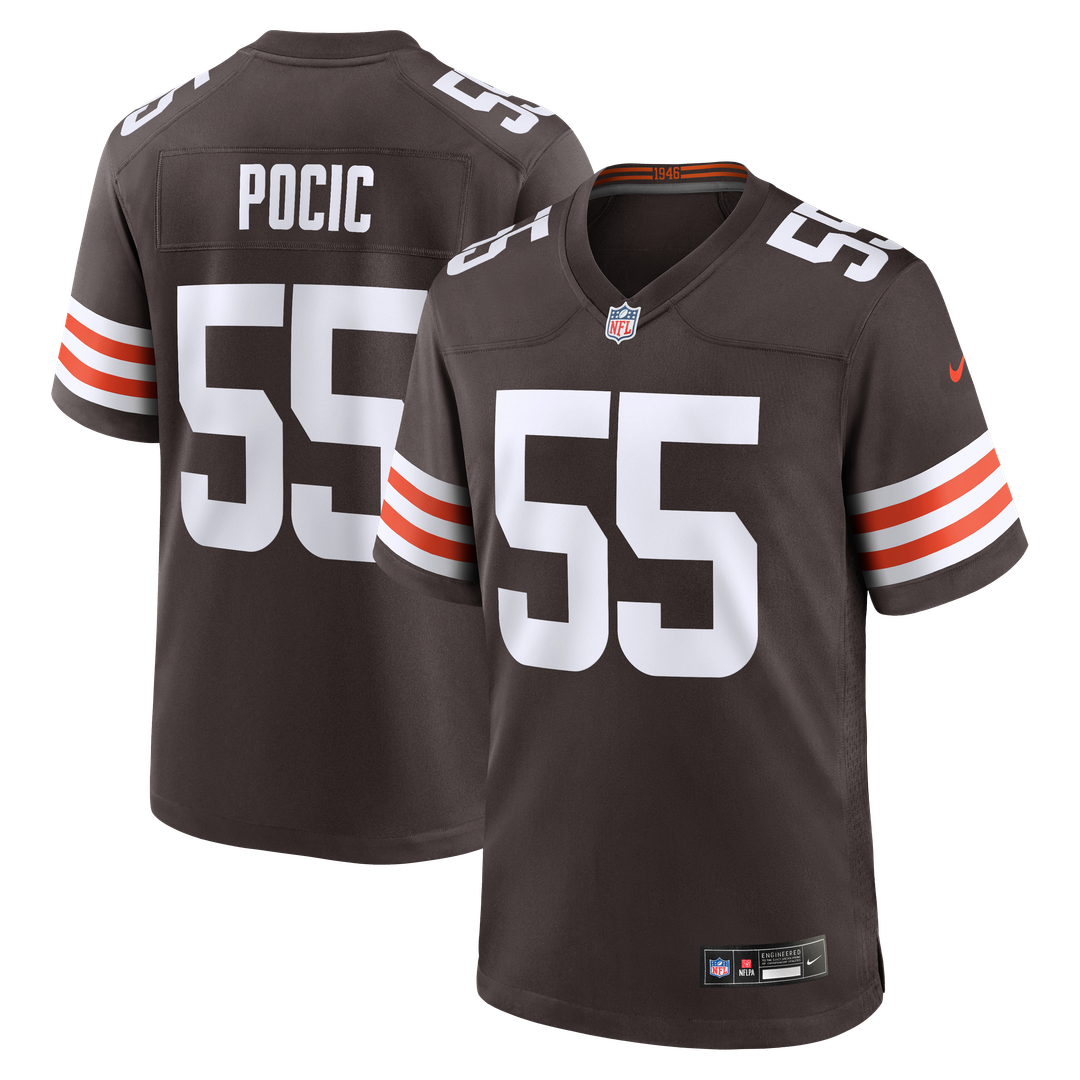 Cleveland Browns Ethan Pocic Brown Game Jersey product image 1, provided for visual reference and product detail review