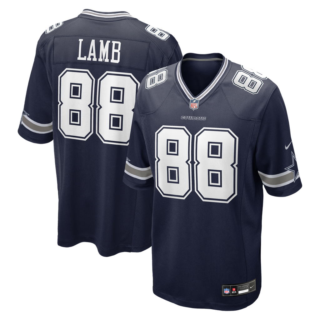 Dallas Cowboys CeeDee Lamb Navy Game Jersey product image 1, provided for visual reference and product detail review