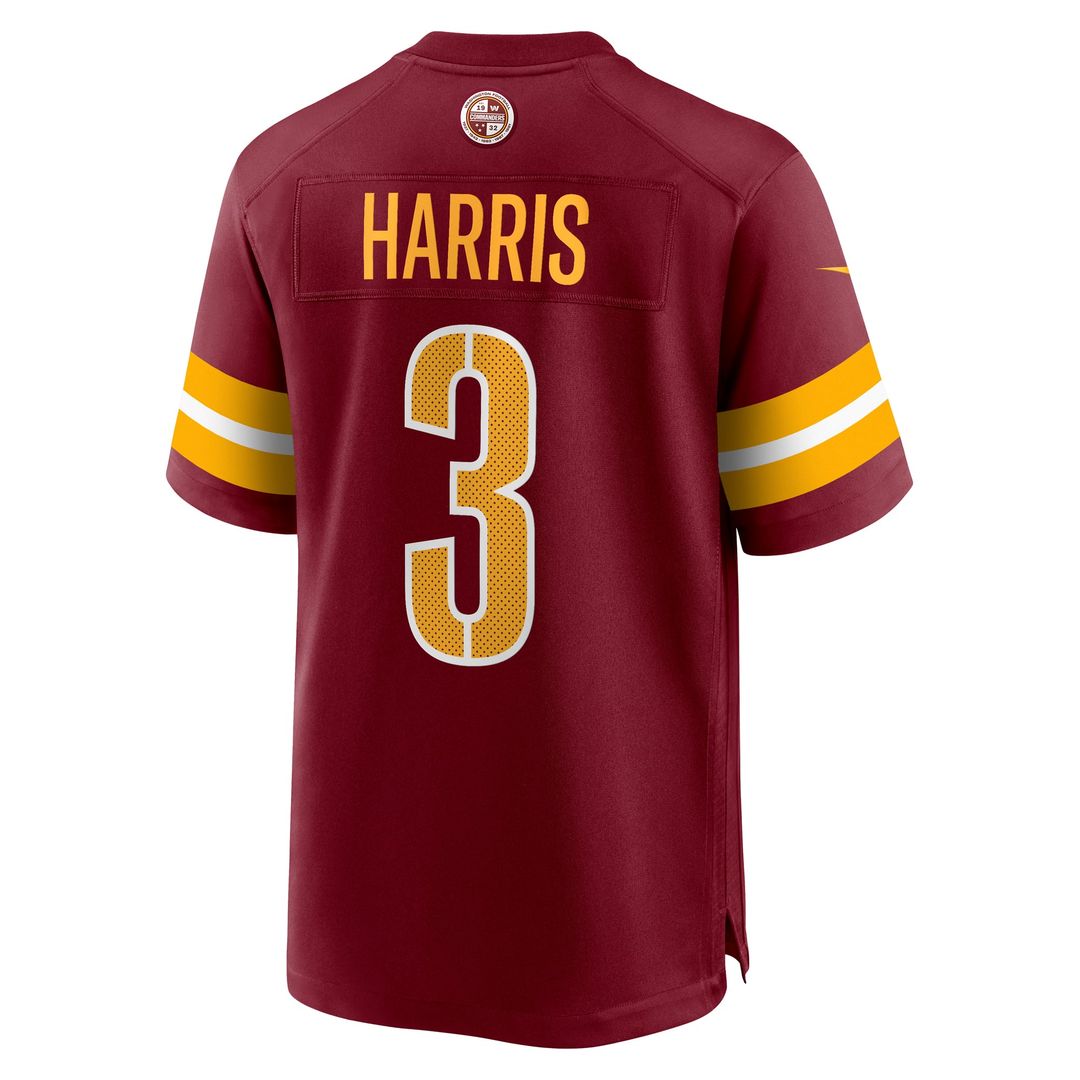 Washington Commanders Will Harris Burgundy Team Game Jersey product image 3, provided for visual reference and product