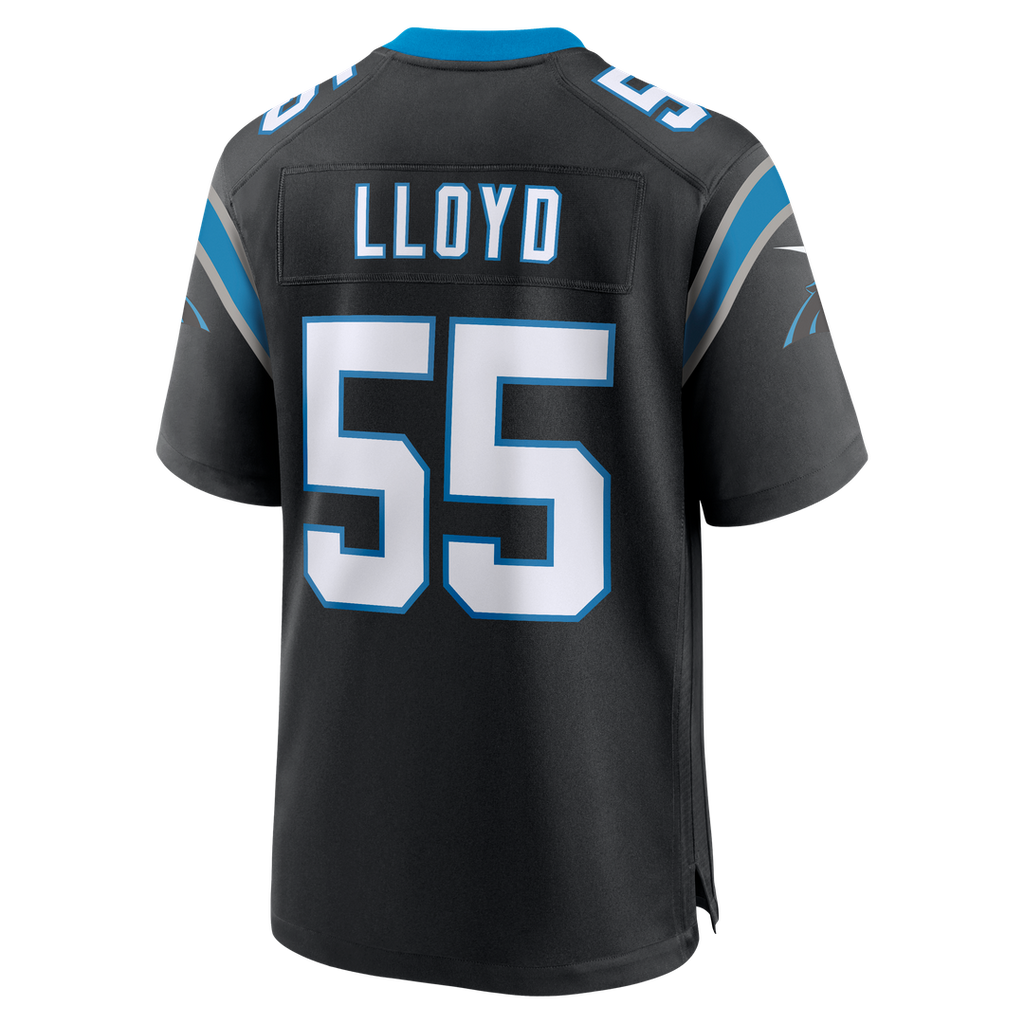 Carolina Panthers Devin Lloyd Black Team Game Jersey product image 3, provided for visual reference and product detail review