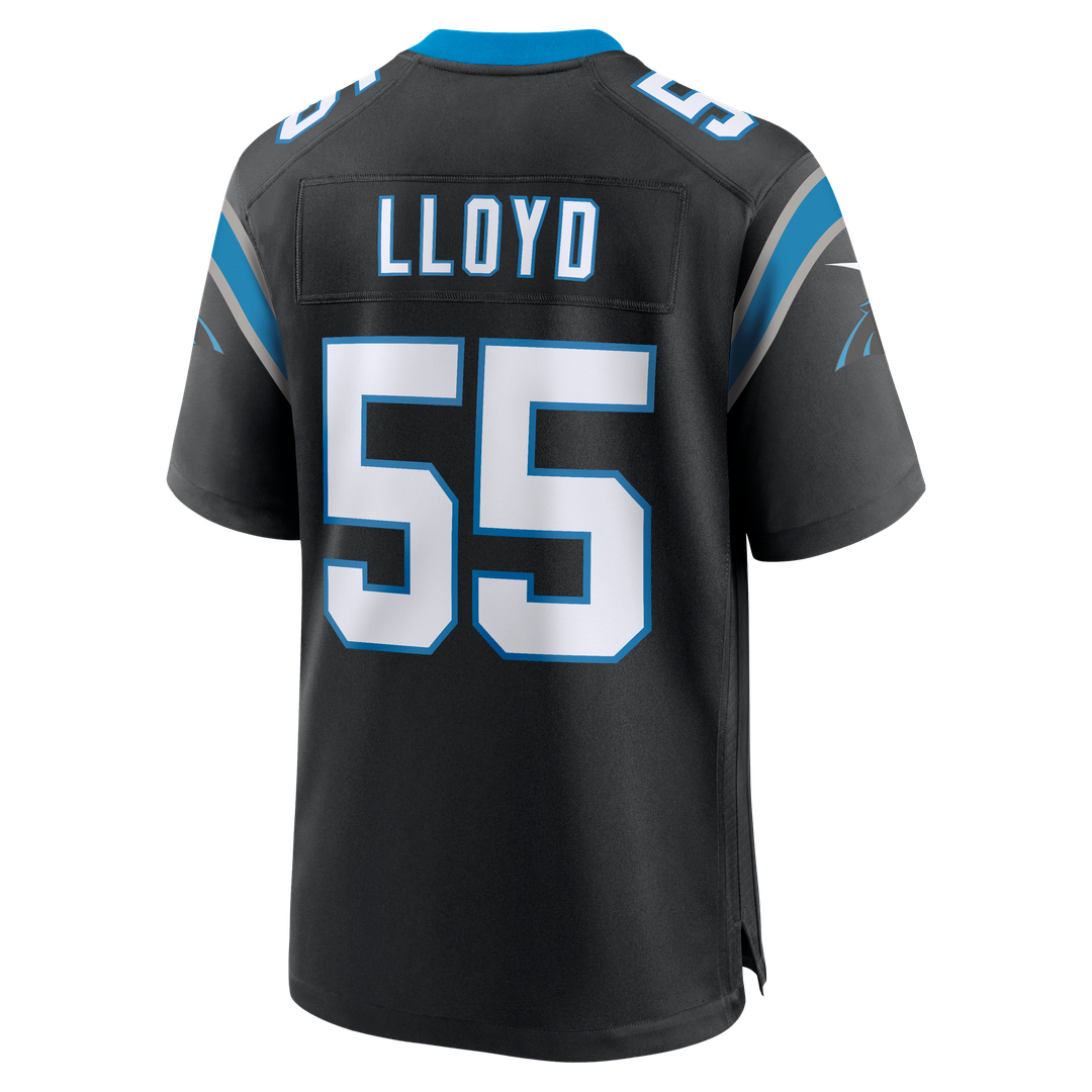 Carolina Panthers Devin Lloyd Black Team Game Jersey product image 3, provided for visual reference and product detail review