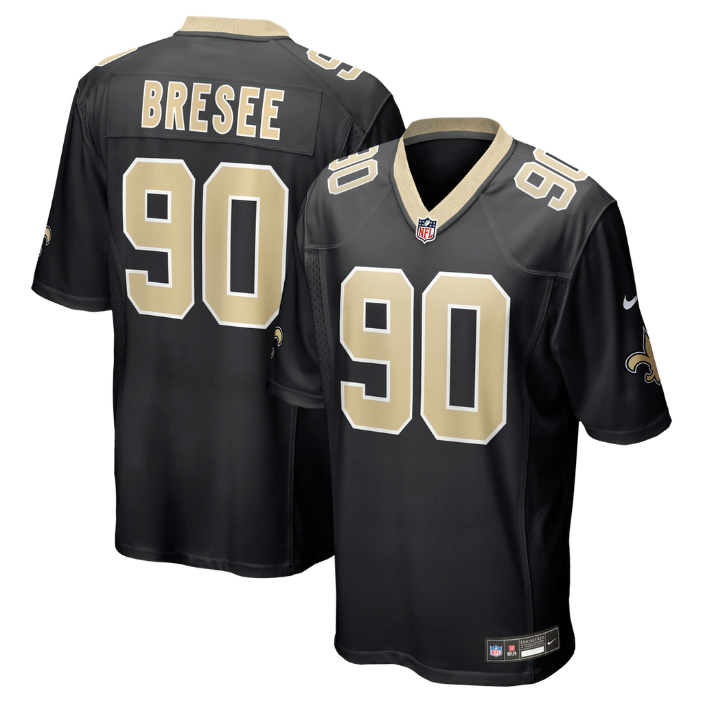 New Orleans Saints Bryan Bresee Black Game Jersey product image 1, provided for visual reference and product detail review