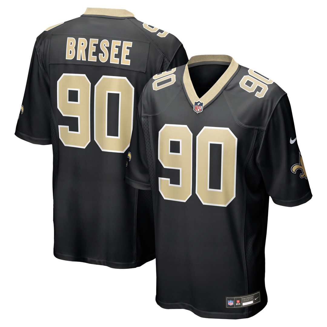 New Orleans Saints Bryan Bresee Black Game Jersey product image 1, provided for visual reference and product detail review