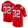 New England Patriots TreVeyon Henderson Red Alternate Game Player Jersey product image 1, provided for visual reference and