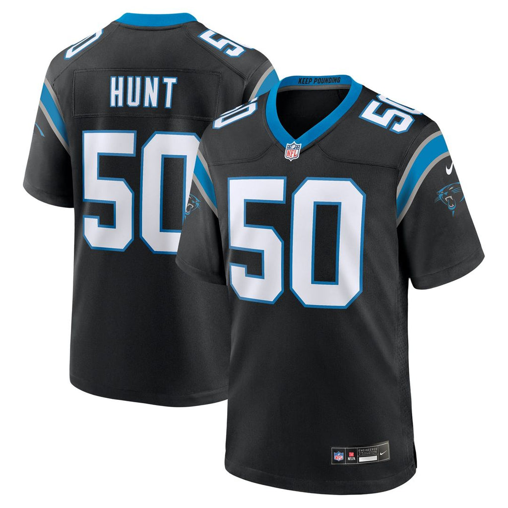 Carolina Panthers Robert Hunt Black Game Jersey product image 1, provided for visual reference and product detail review
