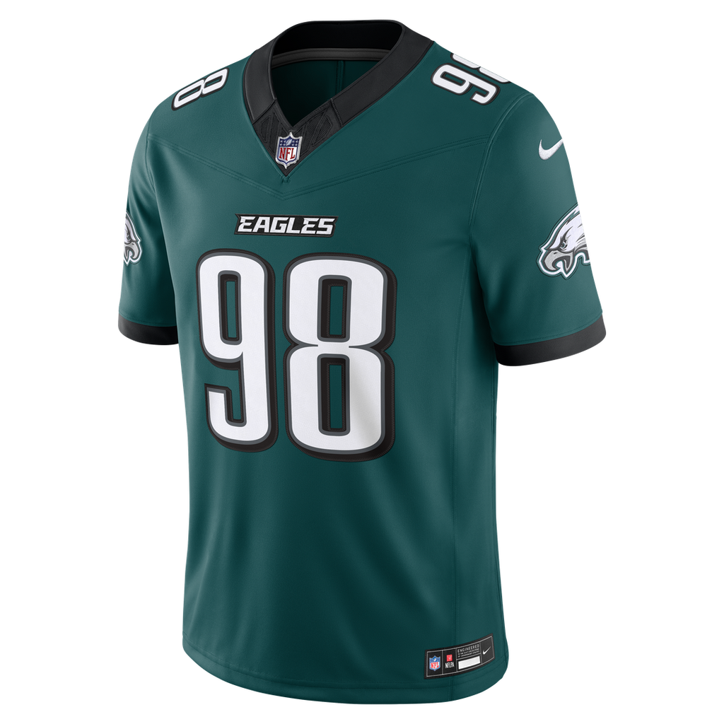 Philadelphia Eagles Jalen Carter Midnight Green Team Vapor F.U.S.E. Stitched Limited Jersey product image 2, provided for