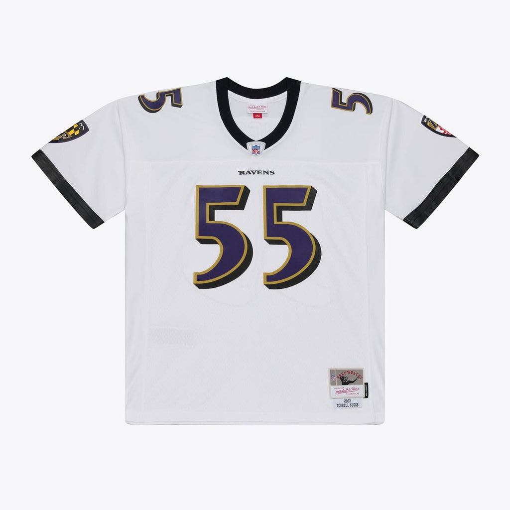 Baltimore Ravens Terrell Suggs White 2003 Legacy Replica Player Jersey product image 1, provided for visual reference and