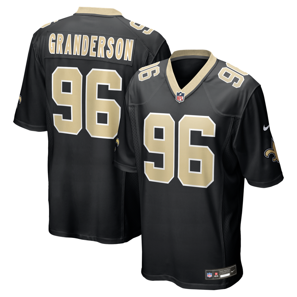 New Orleans Saints Carl Granderson Black Game Jersey product image 1, provided for visual reference and product detail review