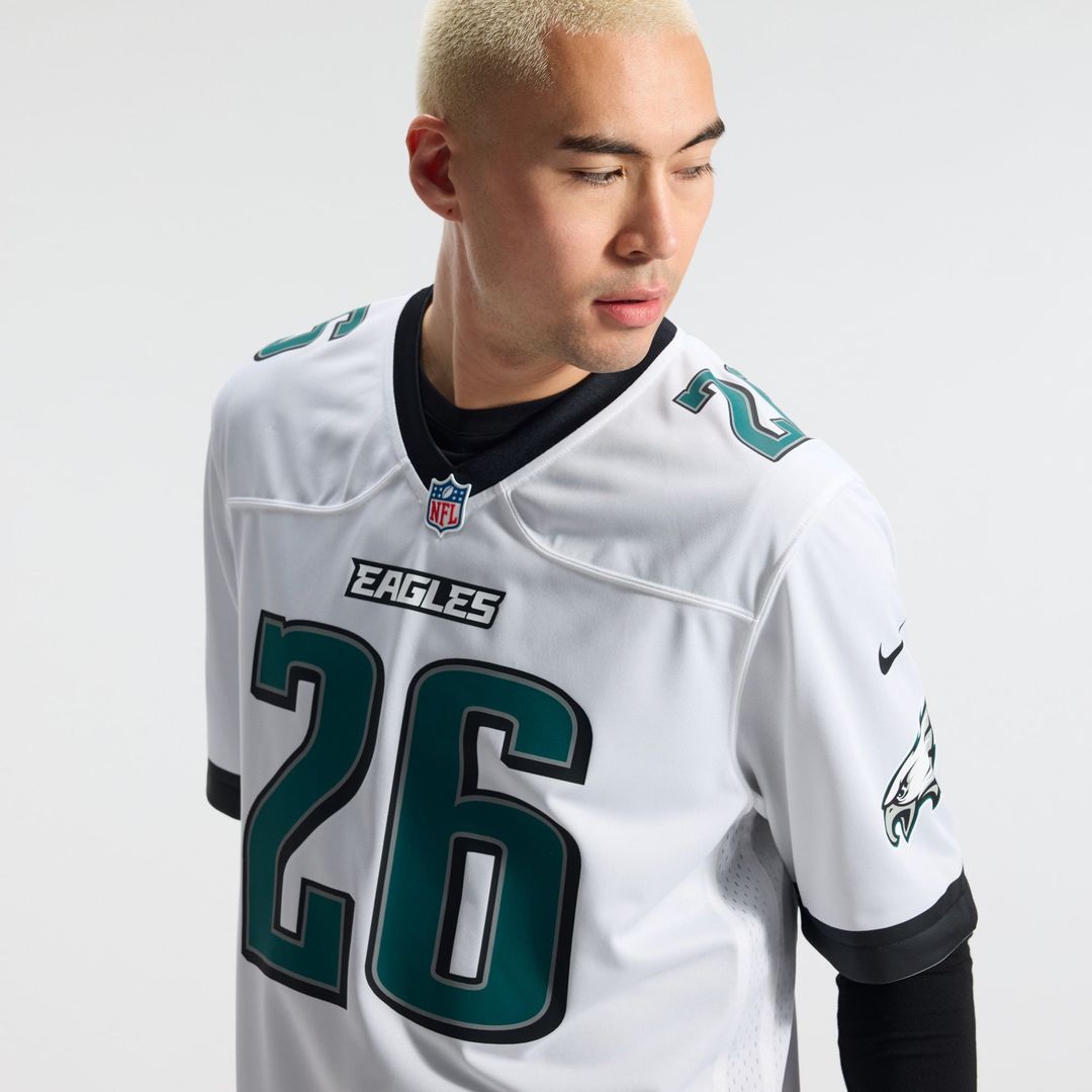 Philadelphia Eagles Saquon Barkley White Game Jersey product image 10, provided for visual reference and product detail