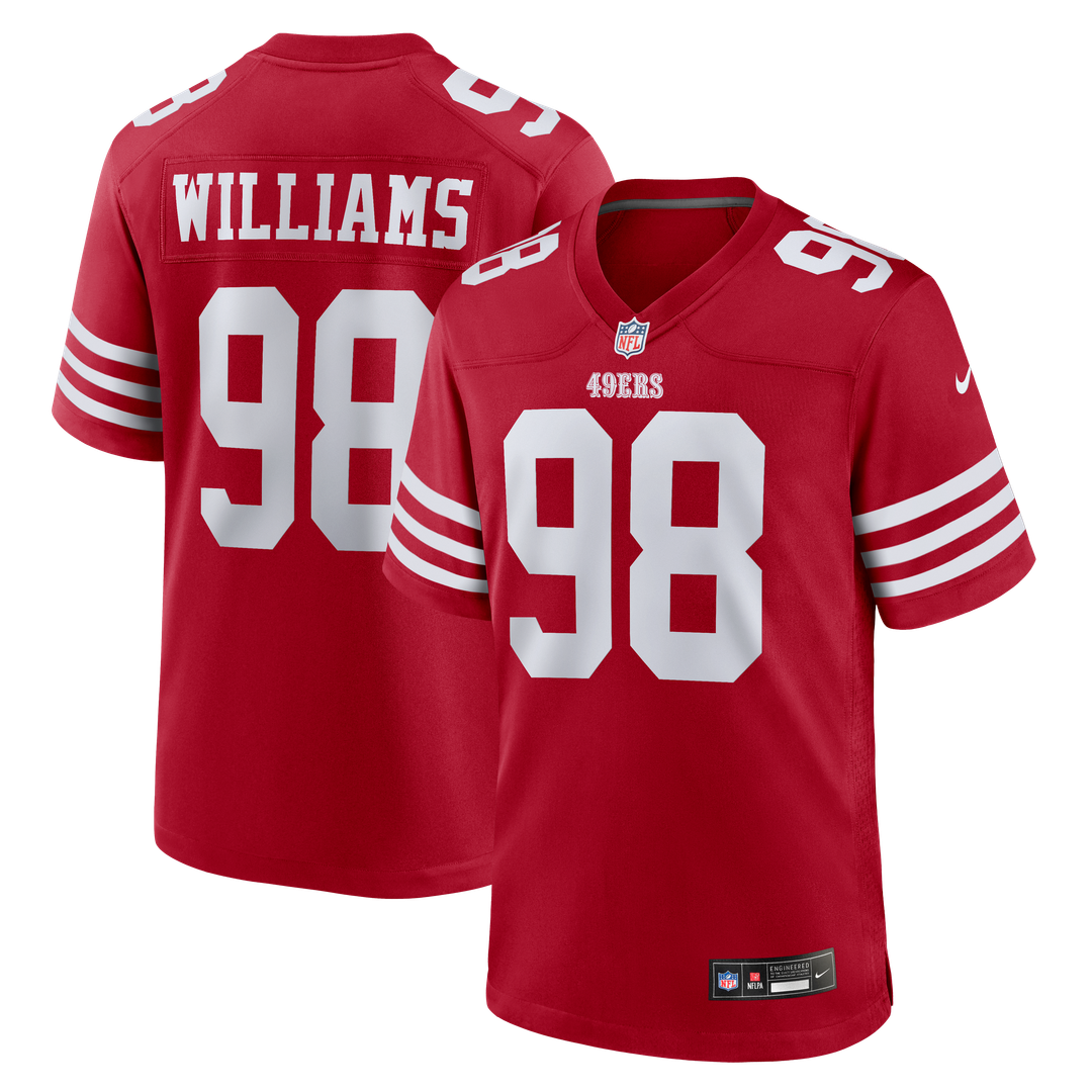San Francisco 49ers Mykel Williams Scarlet Game Player Jersey product image 1, provided for visual reference and product