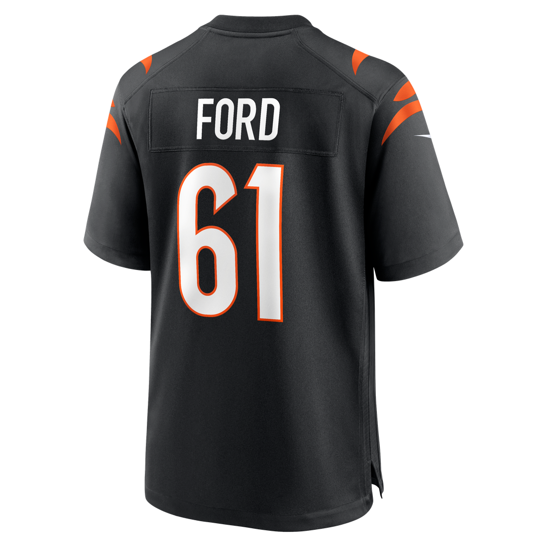 Cincinnati Bengals Cody Ford Black Game Jersey product image 3, provided for visual reference and product detail review
