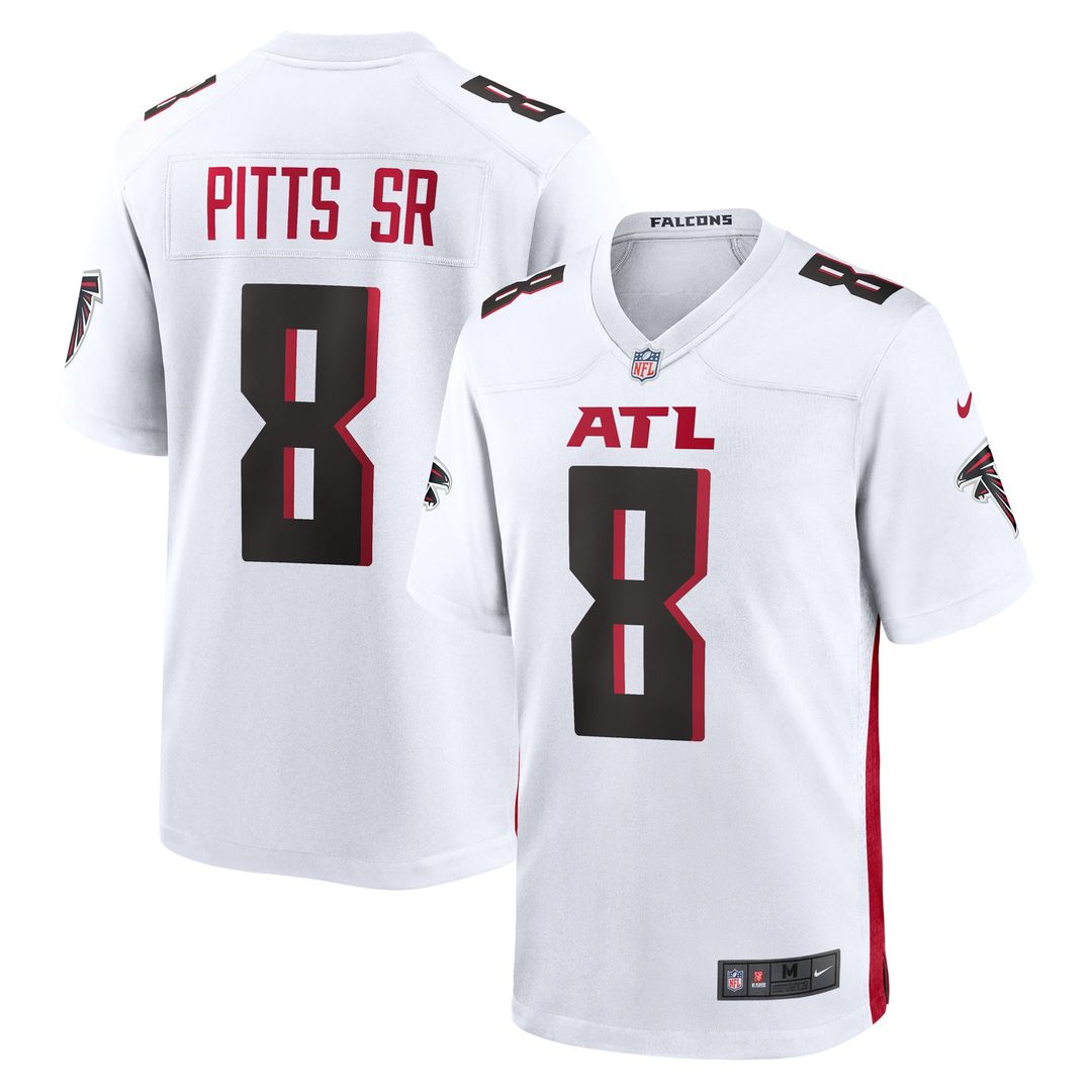 Atlanta Falcons Kyle Pitts Sr. White White Game Jersey product image 1, provided for visual reference and product detail