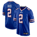 Buffalo Bills Tyler Bass Royal Game Player Jersey product image 1, provided for visual reference and product detail review
