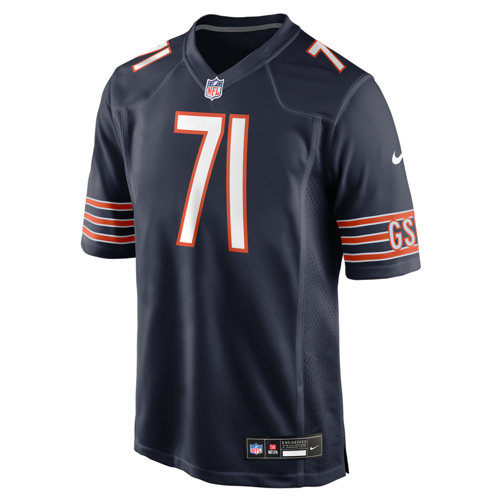 Chicago Bears Ryan Bates Navy Game Jersey product image 2, provided for visual reference and product detail review