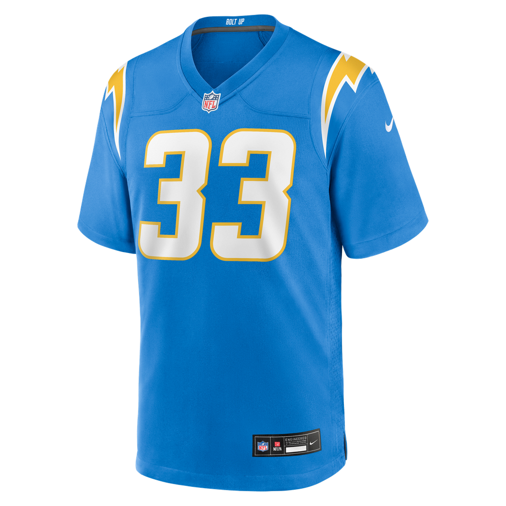 Los Angeles Chargers Deane Leonard Powder Blue Game Player Jersey product image 2, provided for visual reference and product