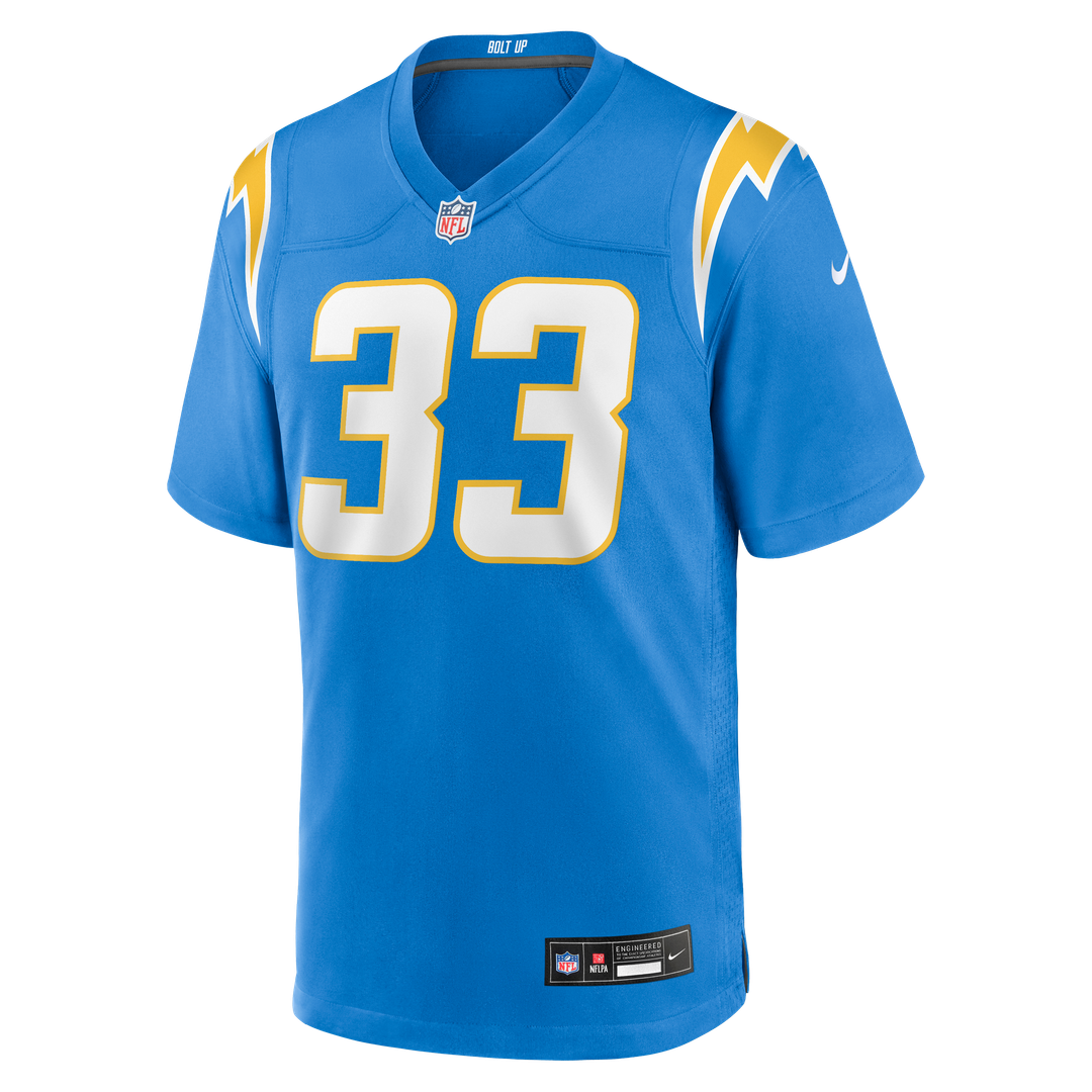 Los Angeles Chargers Deane Leonard Powder Blue Game Player Jersey product image 2, provided for visual reference and product