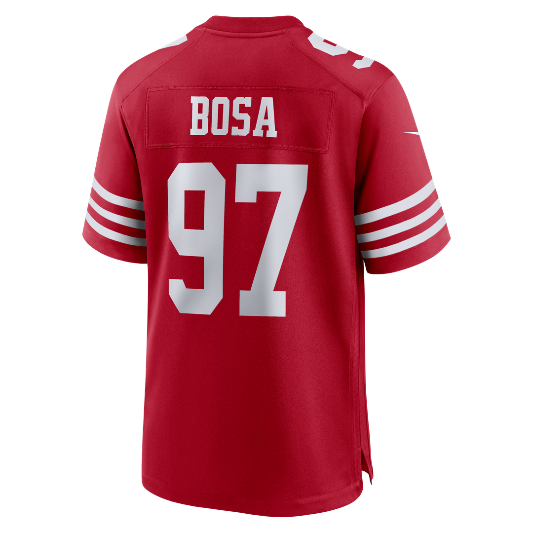 San Francisco 49ers Nick Bosa Scarlet 80th Anniversary Game Jersey product image 17, provided for visual reference and