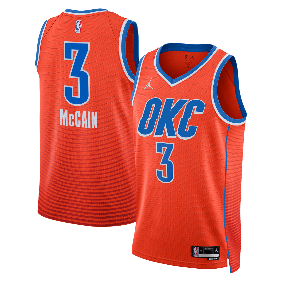 Jared McCain Oklahoma City Thunder Statement Edition Swingman Jersey - Orange - Unisex product image 2, provided for visual