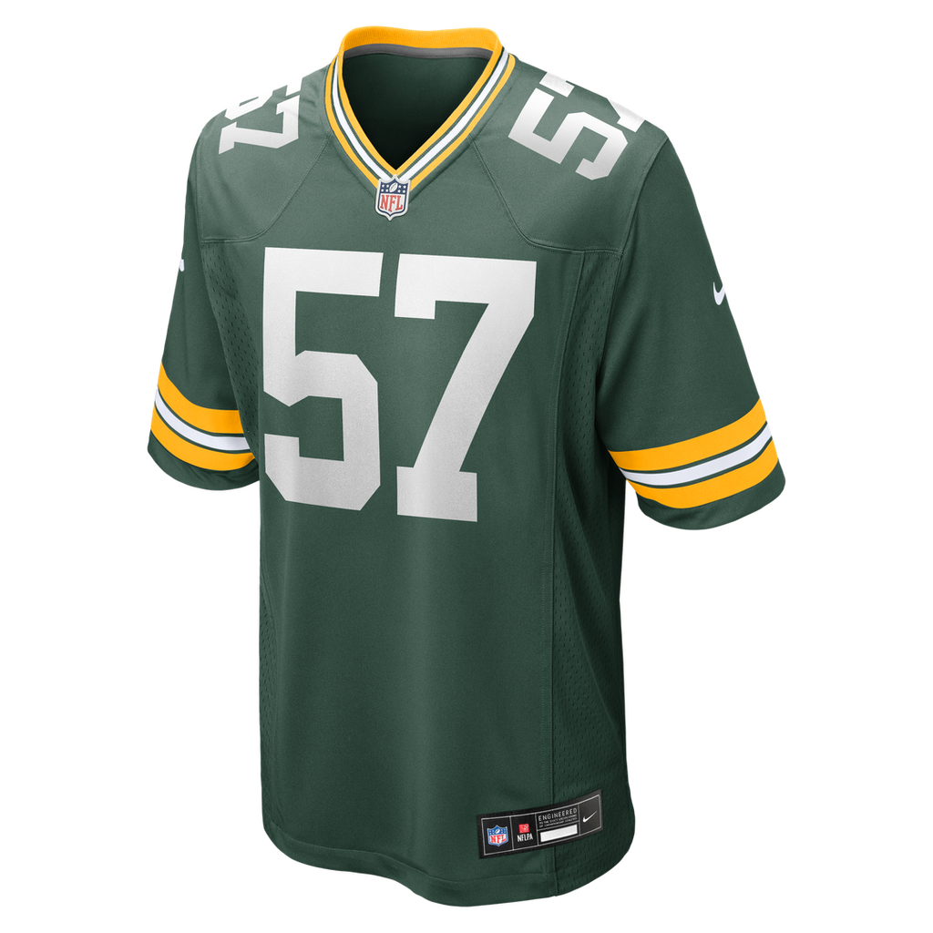 Green Bay Packers Brenton Cox Jr. Green Game Jersey product image 2, provided for visual reference and product detail review