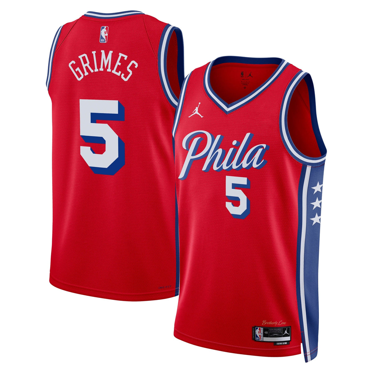 Philadelphia 76ers Brand Statement Edition Swingman Basketball Jersey - Red - Quentin Grimes - Unisex product image 1,