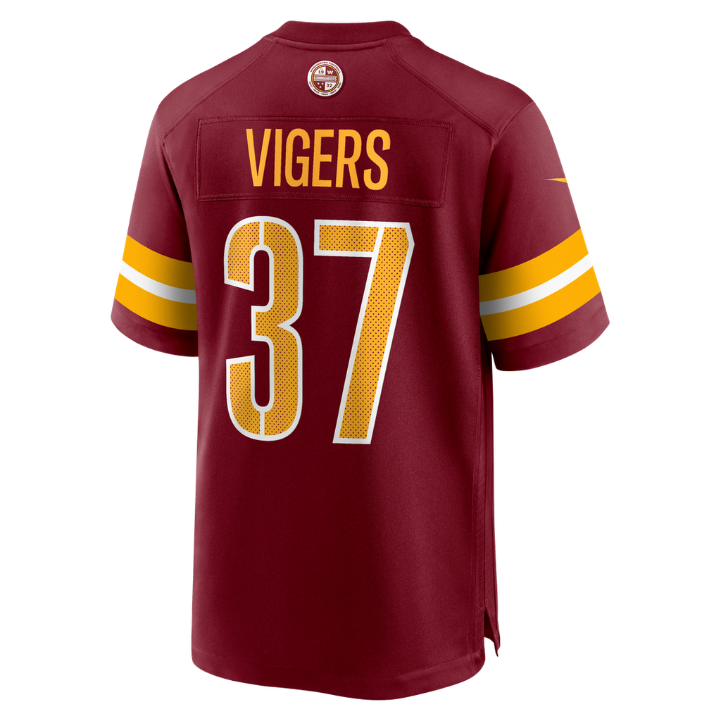 Washington Commanders Car'lin Vigers Burgundy Team Game Jersey product image 3, provided for visual reference and product