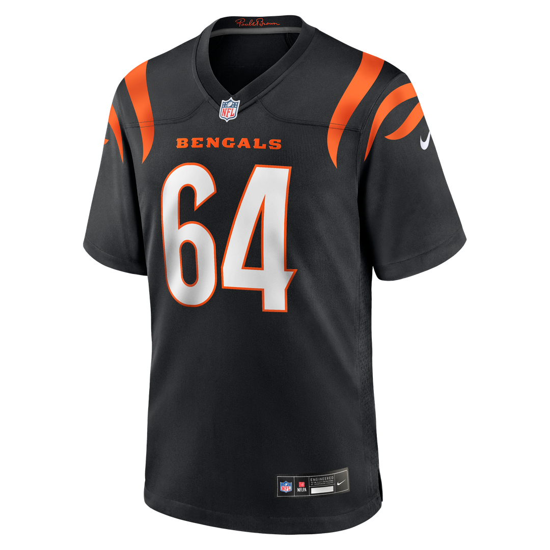Cincinnati Bengals Ted Karras Black Game Player Jersey product image 2, provided for visual reference and product detail