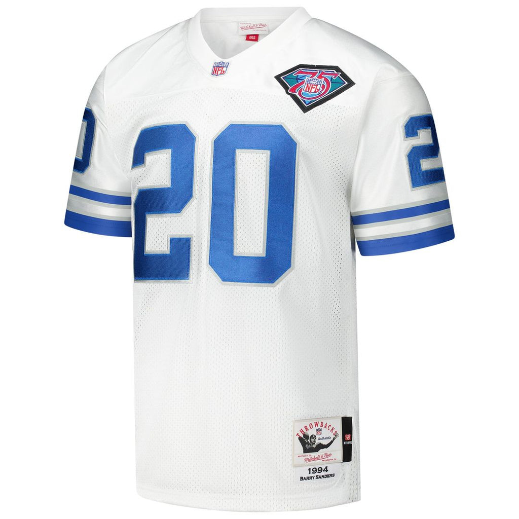 Detroit Lions 1994 Barry Sanders White Authentic Throwback Retired Player Jersey product image 2, provided for visual