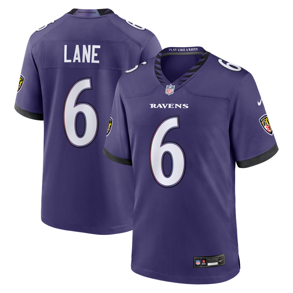 Baltimore Ravens Ja'Kobi Lane Purple Team Game Jersey product image 1, provided for visual reference and product detail