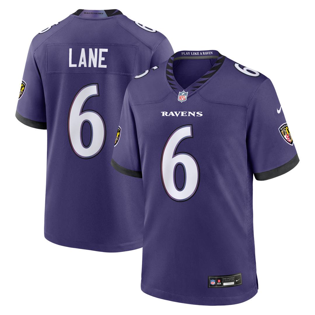 Baltimore Ravens Ja'Kobi Lane Purple Team Game Jersey product image 1, provided for visual reference and product detail