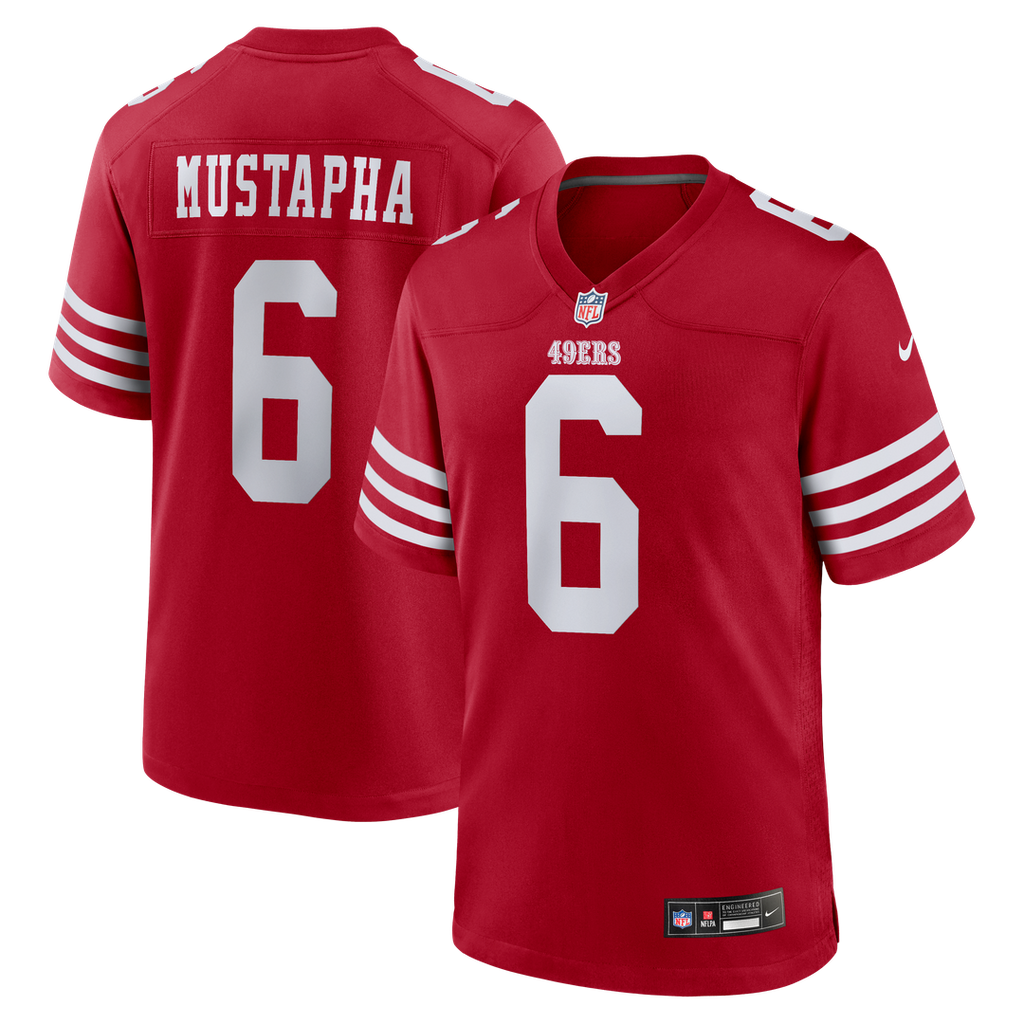 San Francisco 49ers Malik Mustapha Scarlet Game Jersey product image 1, provided for visual reference and product detail