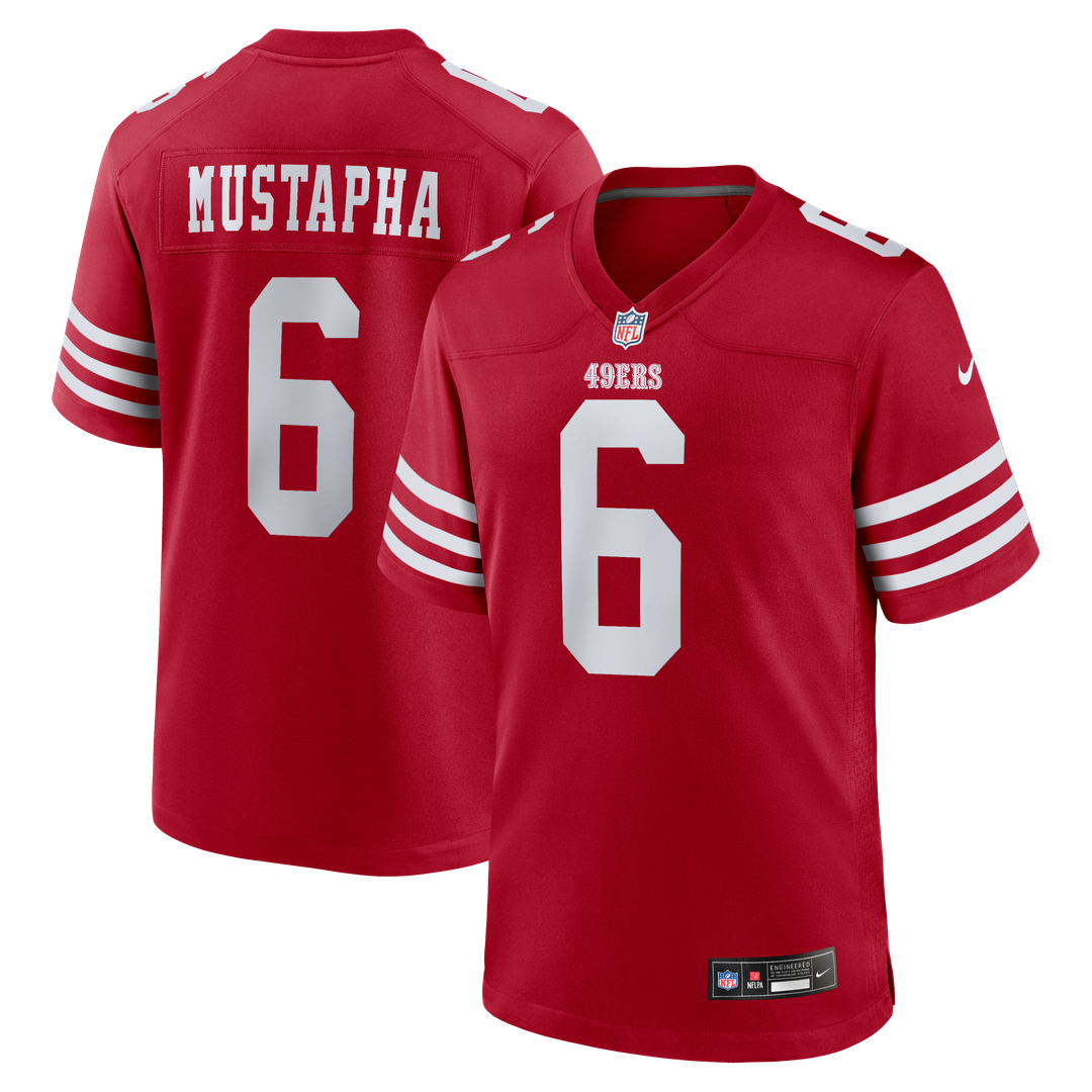San Francisco 49ers Malik Mustapha Scarlet Game Jersey product image 1, provided for visual reference and product detail