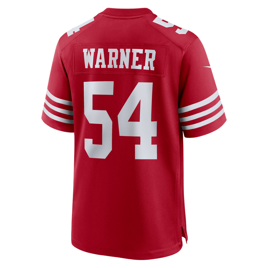 San Francisco 49ers Fred Warner Scarlet 80th Anniversary Game Jersey product image 7, provided for visual reference and
