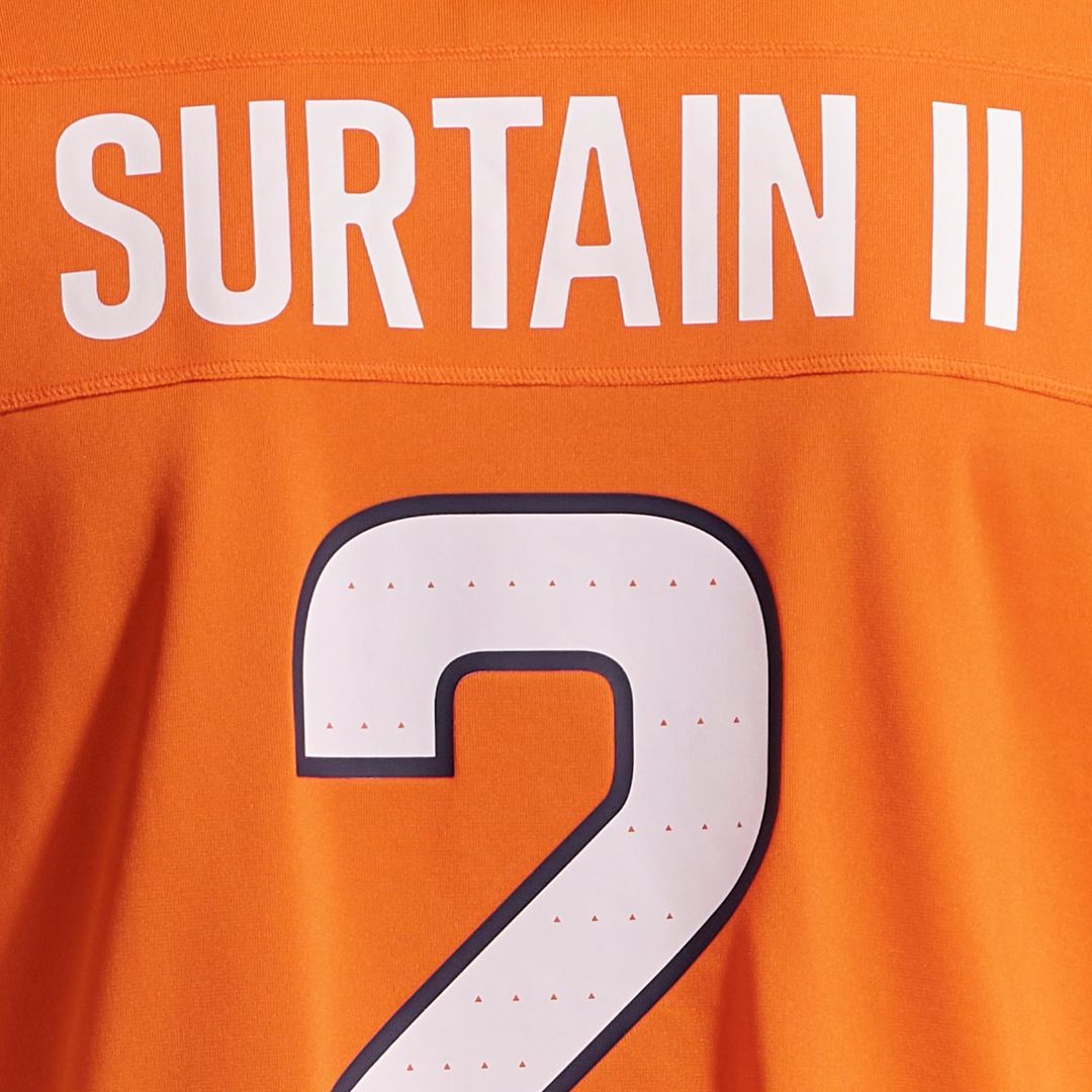 Denver Broncos Patrick Surtain II Orange Team Game Jersey product image 12, provided for visual reference and product detail