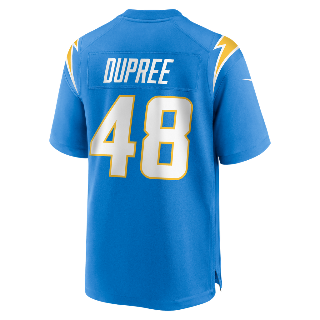 Los Angeles Chargers Bud Dupree Powder Blue Team Game Jersey product image 3, provided for visual reference and product
