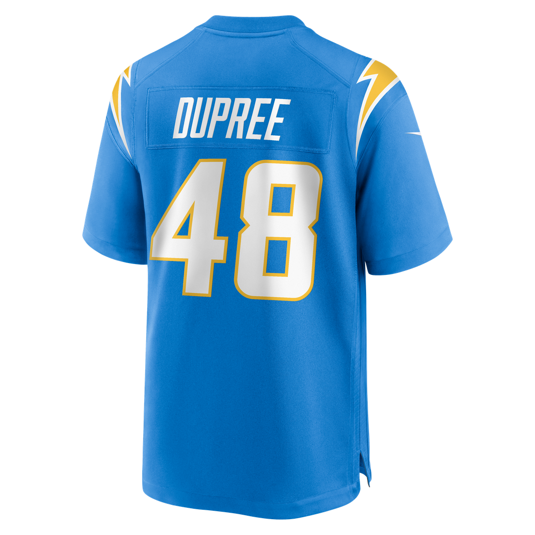 Los Angeles Chargers Bud Dupree Powder Blue Team Game Jersey product image 3, provided for visual reference and product