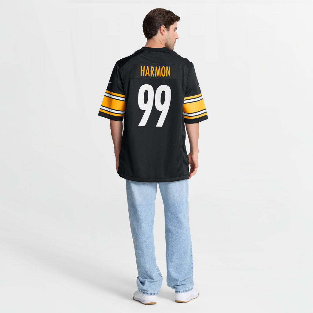 Pittsburgh Steelers Derrick Harmon Black Game Player Jersey product image 8, provided for visual reference and product