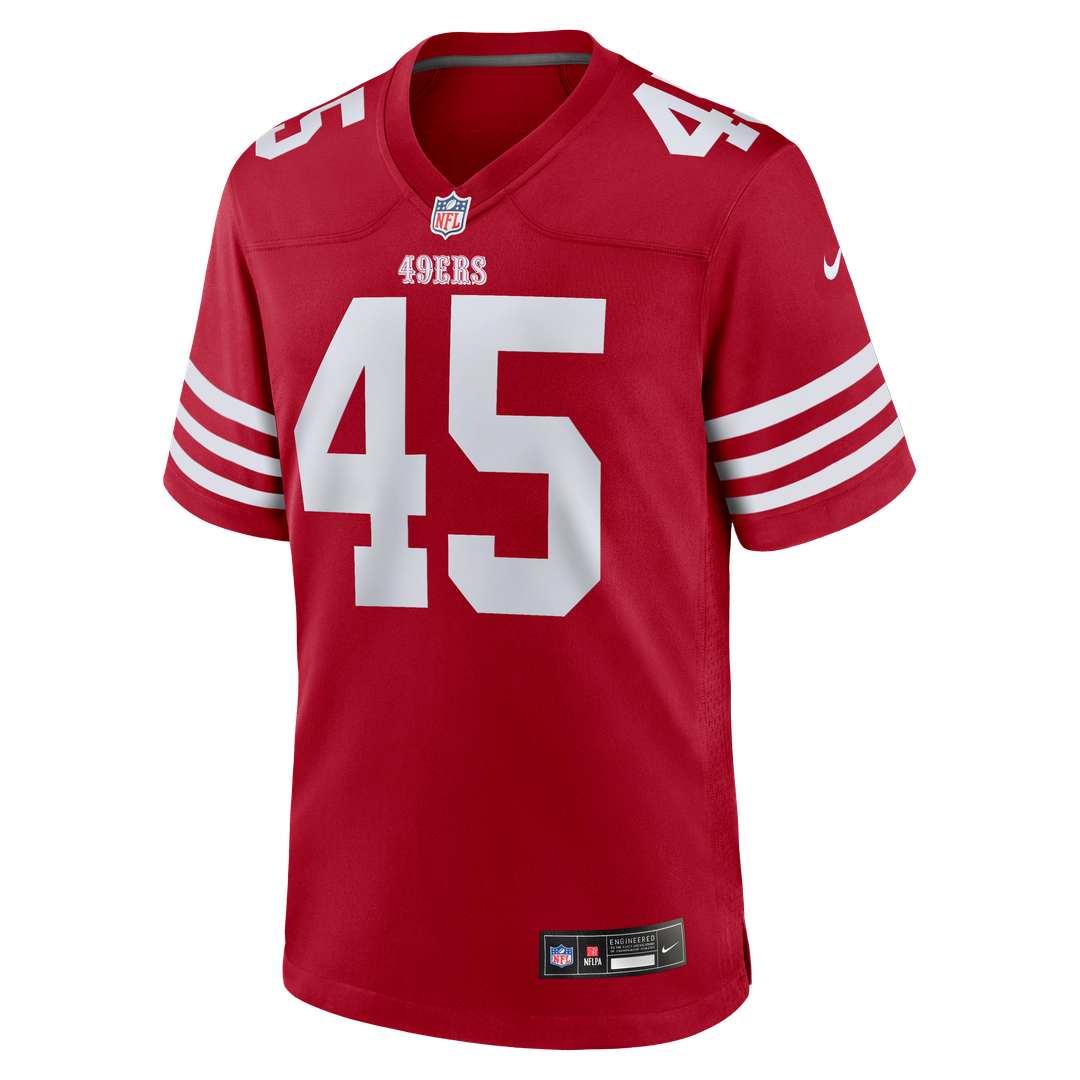 San Francisco 49ers Nick Martin Scarlet Team Game Jersey product image 2, provided for visual reference and product detail