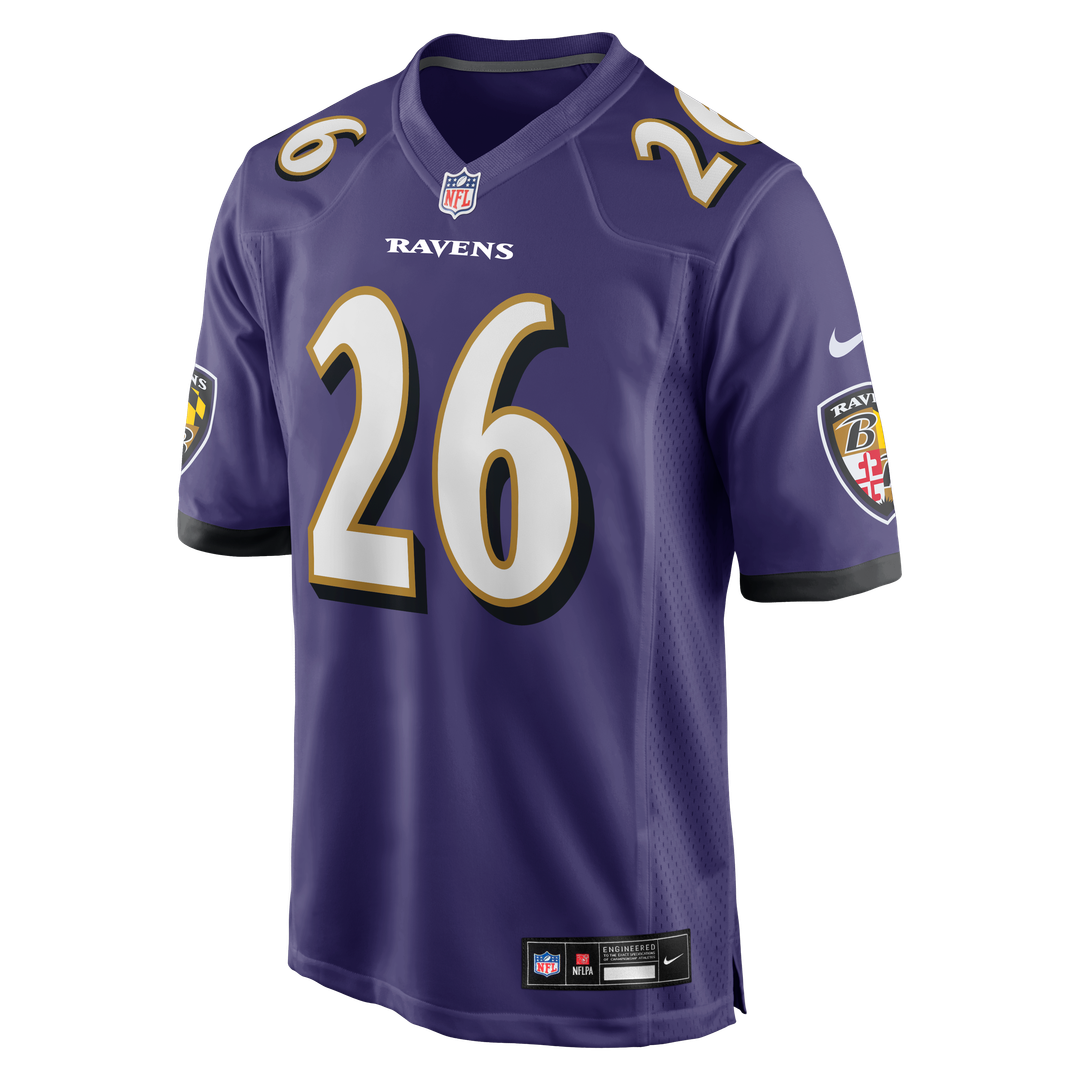 Baltimore Ravens Rasheen Ali Purple Team Game Jersey product image 2, provided for visual reference and product detail review