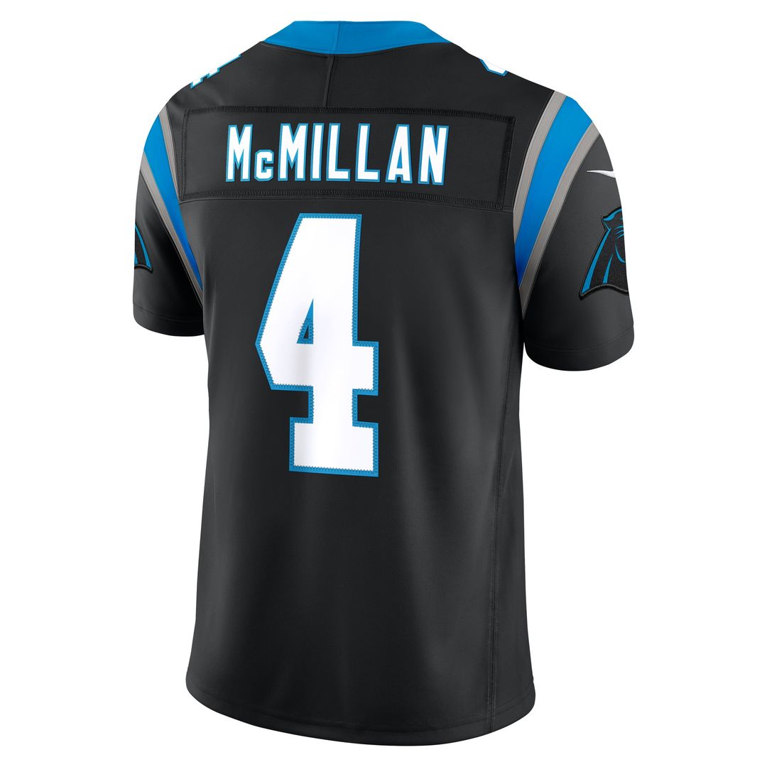 Carolina Panthers Tetairoa McMillan Black Team Vapor F.U.S.E. Stitched Limited Jersey product image 3, provided for visual
