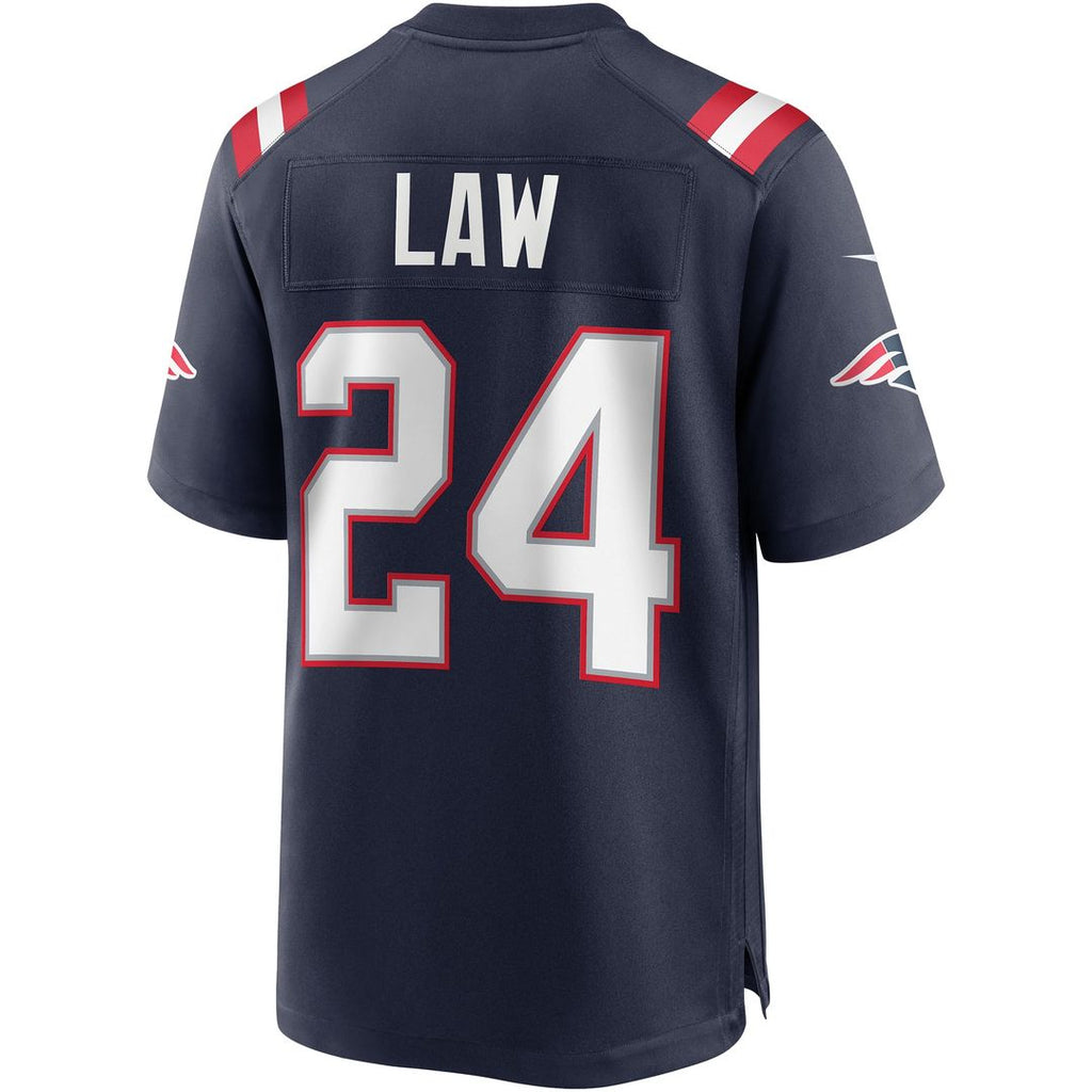 New England Patriots Ty Law Navy Game Retired Player Jersey product image 3, provided for visual reference and product
