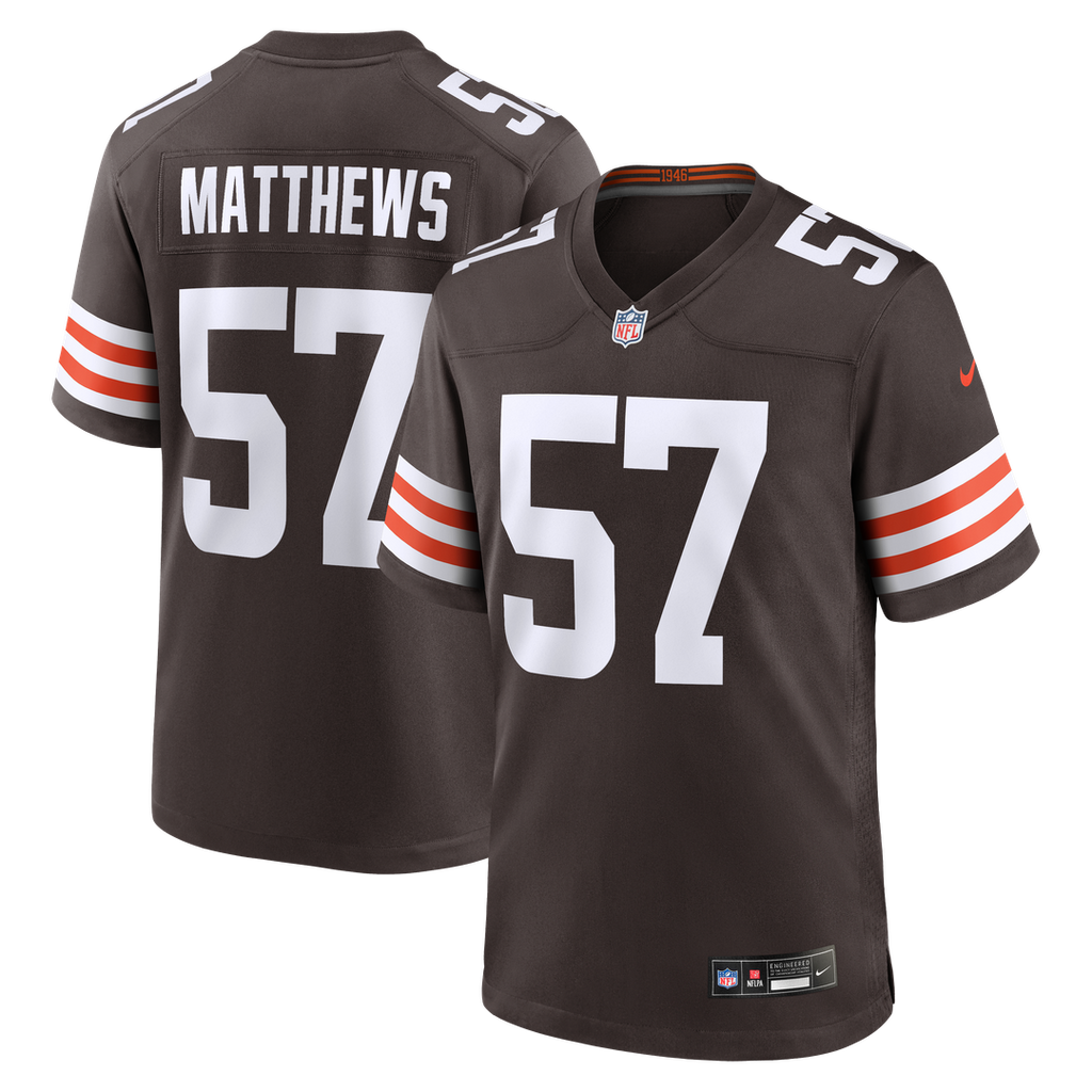 Cleveland Browns Clay Matthews Brown Game Retired Player Jersey product image 1, provided for visual reference and product
