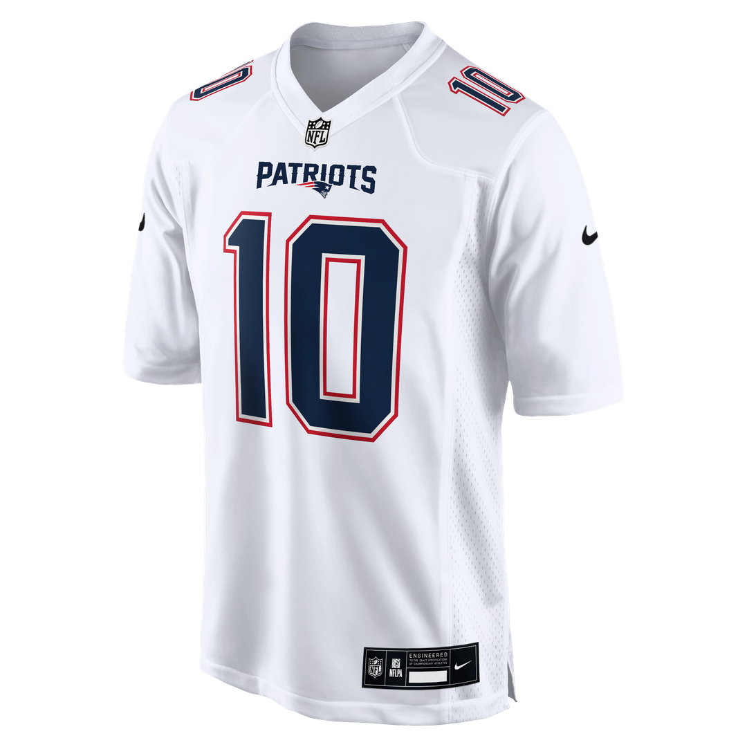 New England Patriots Drake Maye Tundra White Game Jersey product image 5, provided for visual reference and product detail
