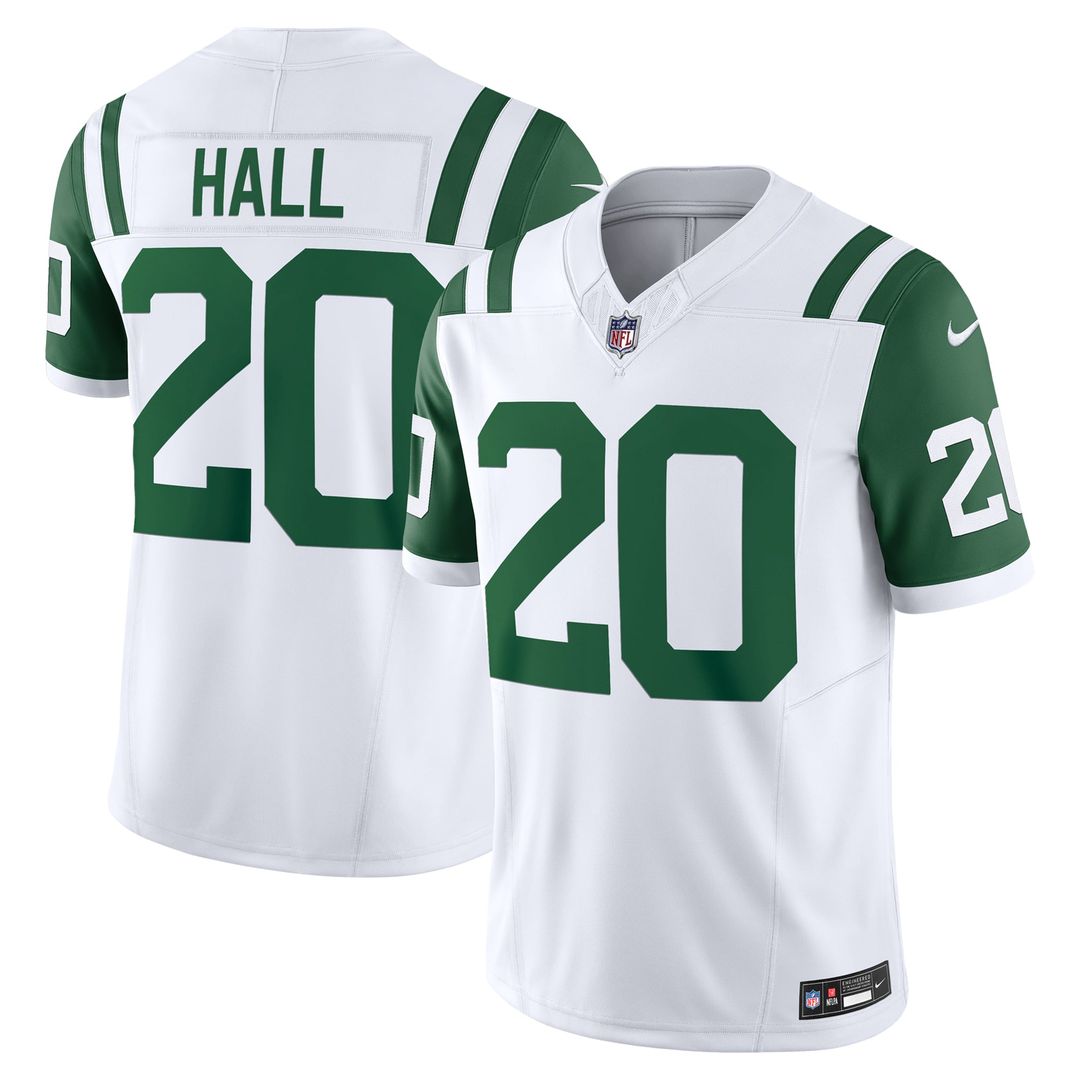 New York Jets Breece Hall White Classic Alternate Vapor F.U.S.E. Limited Jersey product image 1, provided for visual
