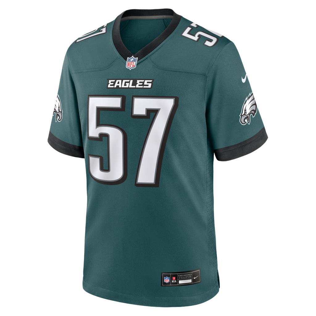 Philadelphia Eagles A.J. Epenesa Midnight Green Team Game Jersey product image 2, provided for visual reference and product